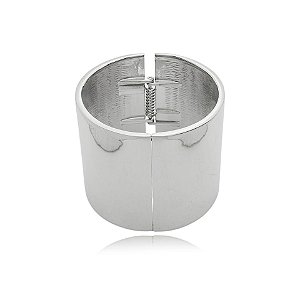 Bracelete largo liso ródio semijoia