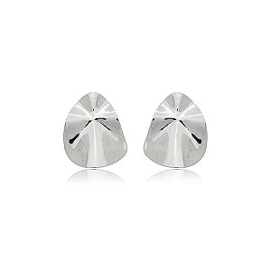 Maxi brinco metal amassado ródio semijoia