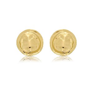 Maxi brinco chapa redonda ouro semijoia