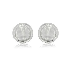 Maxi brinco chapa redonda ródio semijoia