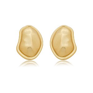 Maxi brinco orgânico ouro fosco semijoia
