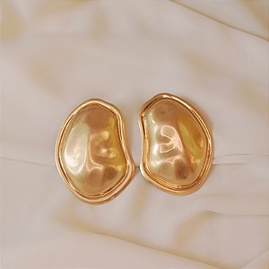 Maxi brinco orgânico ouro fosco semijoia