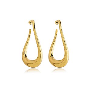 Maxi argola curvada ouro semijoia