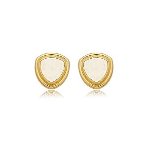 Maxi brinco triangular madrepérola ouro semijoia