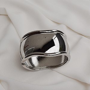 Bracelete ondulado ródio semijoia