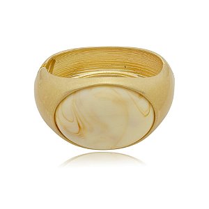 Bracelete resina bege marble ouro semijoia