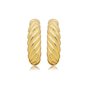 Maxi brinco torcido ouro semijoia