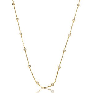 Colar curto cristais ouro semijoia 25k03030