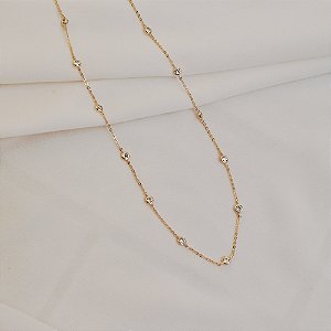 Colar curto cristais ouro semijoia 25k03030