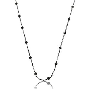 Colar curto cristais black ródio negro semijoia 25k03030