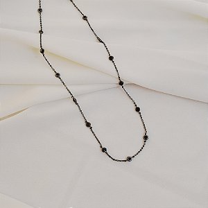 Colar curto cristais black ródio negro semijoia 25k03030