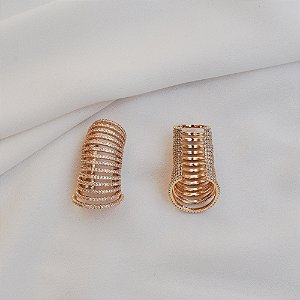 Brinco ear cuff zircônia ouro semijoia 25k02014