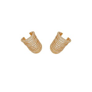 Brinco ear cuff zircônia ouro semijoia 25k02014