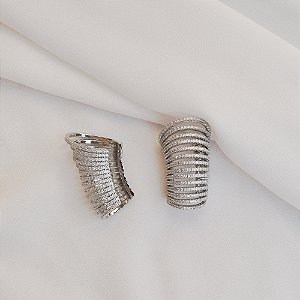 Brinco ear cuff zircônia ródio semijoia 25k02014