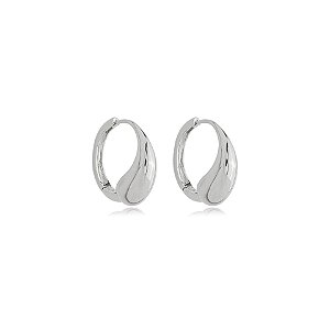 Brinco argolinha gota ródio semijoia 25k03020