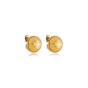 Brinco meia esfera lisa ouro semijoia