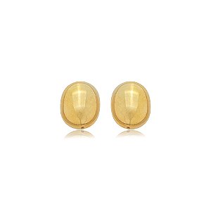 Brinco oval liso ouro semijoia