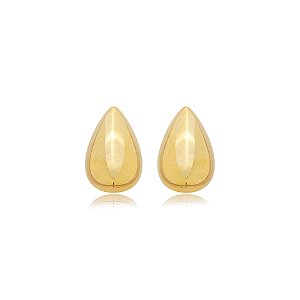 Brinco gota lisa ouro semijoia