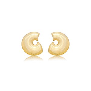Brinco curvado liso ouro semijoia
