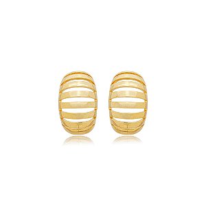 Brinco curvado ouro semijoia