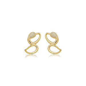 Brinco gotas zircônia ouro semijoia