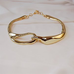 Colar elos liso ouro semijoia