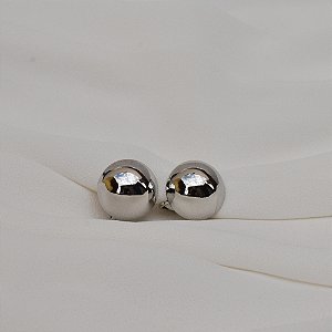 Brinco pressão meia esfera lisa p ródio semijoia 5905905
