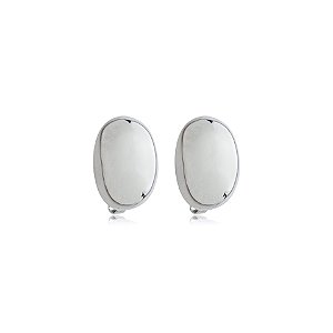 Brinco pressão oval liso ródio semijoia 6890605