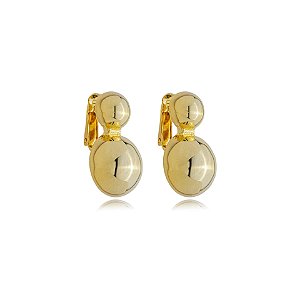 Brinco pressão esfera dupla ouro semijoia 6890205