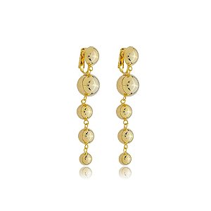 Brinco pressão esferas ouro semijoia 6890405