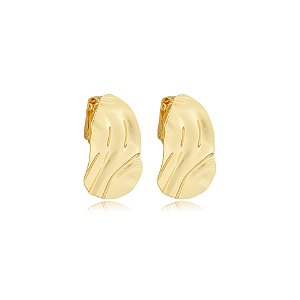 Brinco pressão chapa amassada ouro semijoia 5906205