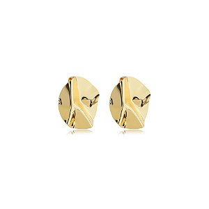 Brinco pressão chapa amassada ouro semijoia 6890105