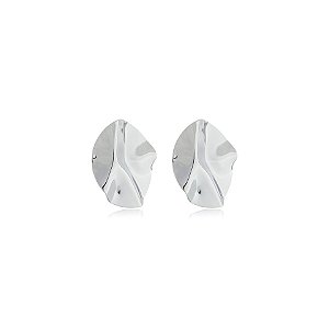Brinco pressão chapa amassada ródio semijoia 6890105