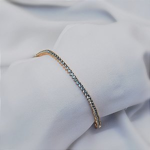 Pulseira cristais azul claro ouro semijoia QC-80030
