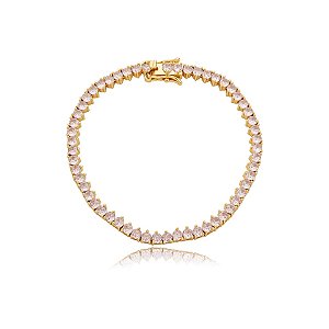 Pulseira riviera cristais rosa ouro semijoia QC-80030
