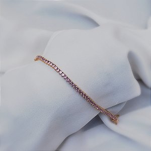 Pulseira cristais rosa ouro semijoia QC-80030