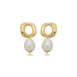Brinco pérola barroca ouro semijoia 6887005
