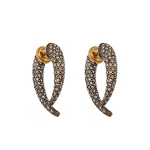 Brinco Hector Albertazzi midi safari strass ouro vintage