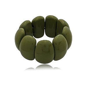 Bracelete Márcia Pouso resina verde oliva