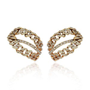Brinco Claudia Arbex corrente cristais ouro vintage