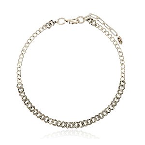 Colar choker Claudia Arbex corrente cristais prata vintage