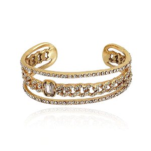 Bracelete Claudia Arbex corrente cristais ouro vintage