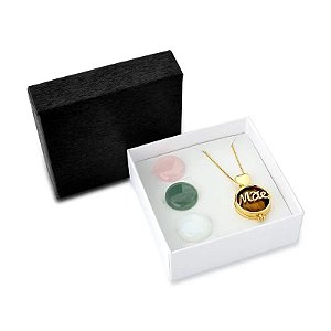 Colar cápsula mãe 4 pedras naturais ouro semijoia