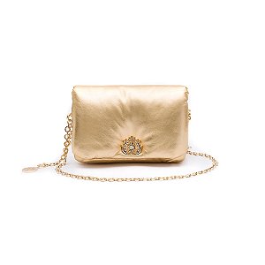 Mini bolsa Isla puffer pelica dourada