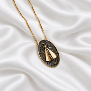 Colar Nino Bran Nossa Senhora Aparecida Cristais Swarovski Ouro Vintage Semijoia