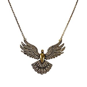 Colar Nino Bran Espírito Santo cristal swarovski ouro vintage semijoia