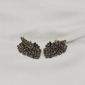 Brinco ear jacket Nino Bran asas cristais ouro vintage semijoia