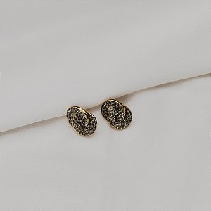 Brinco Nino Bran elos cristal black diamond ouro vintage semijoia