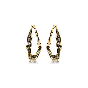 Brinco Nino Bran orgânico cristais ouro vintage semijoia