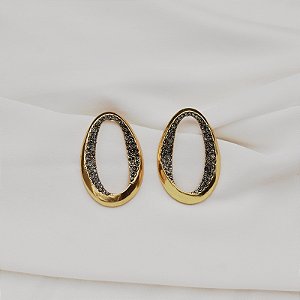 Brinco Nino Bran orgânico cristais ouro vintage semijoia